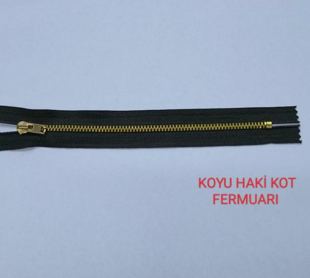 Koyu Haki Kot Fermuarı