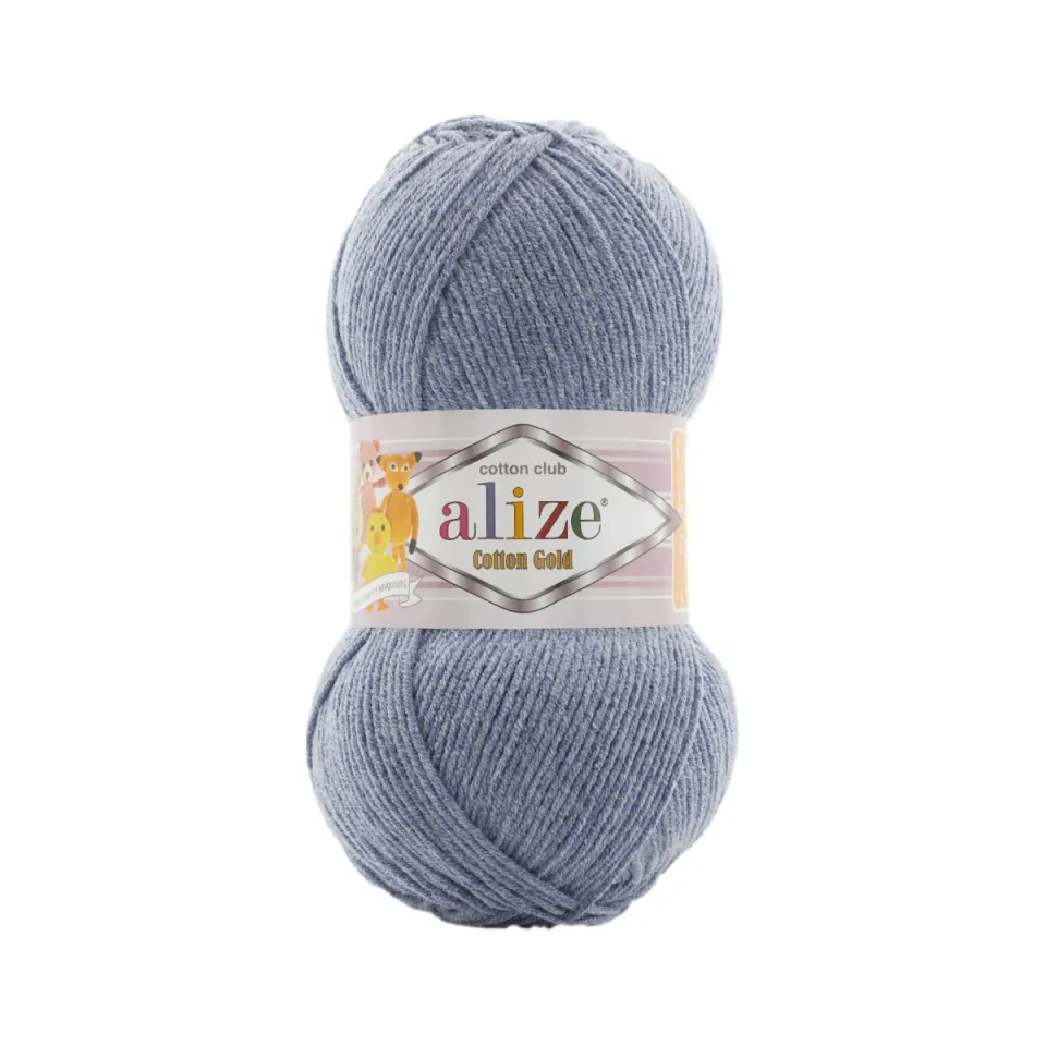 Gri mavi Alize Cotton Gold örgü ipliği yumağı
