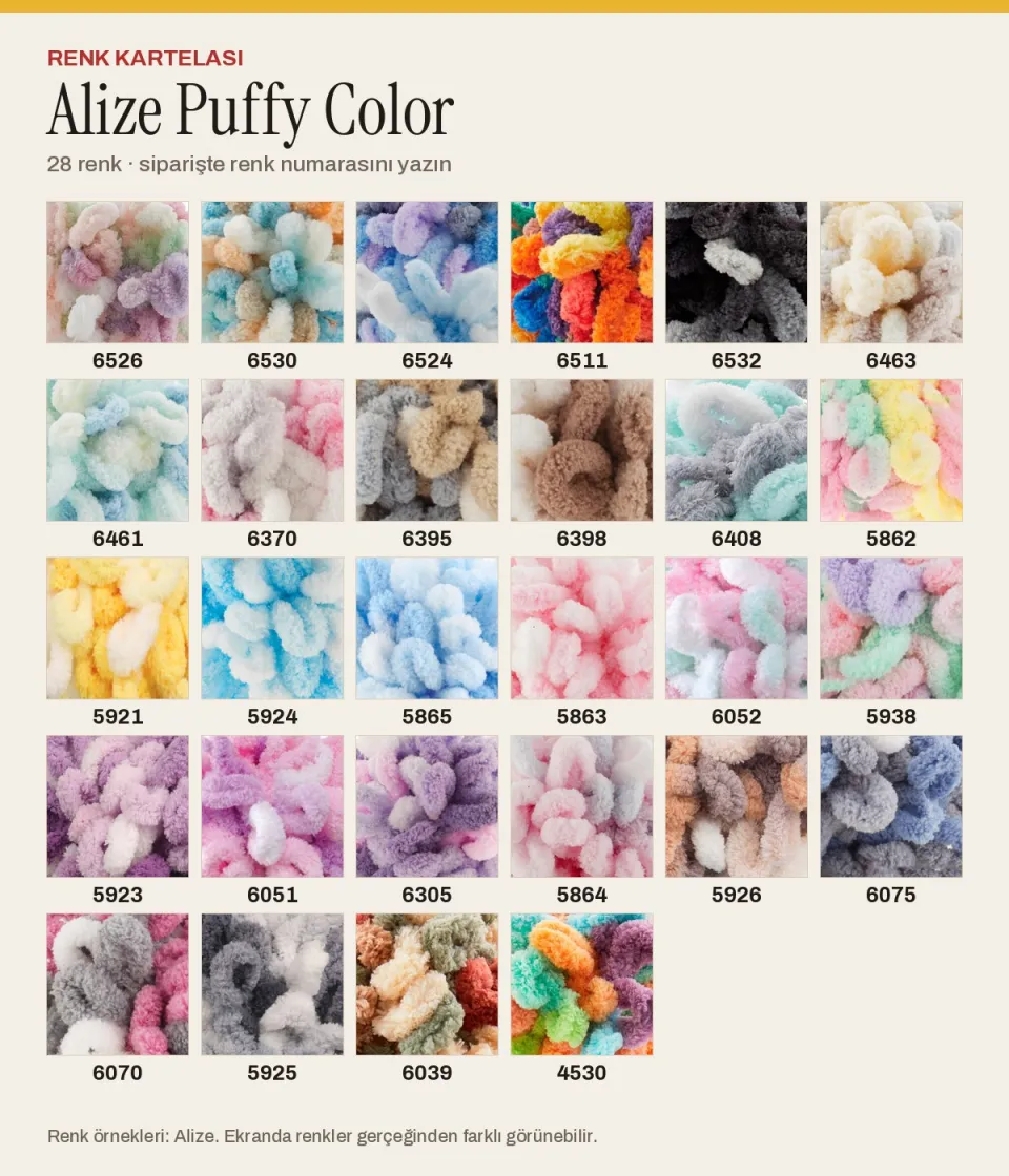 Alize Puffy Color renk kartelası