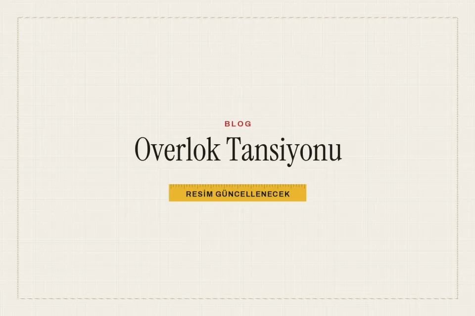 Dört renk iplikle dikilmiş overlok deneme dikişi