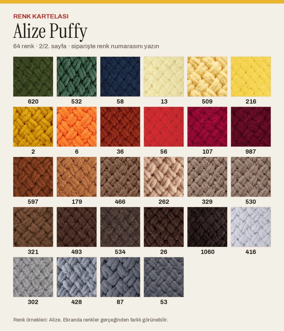 Alize Puffy renk kartelası, 2. sayfa