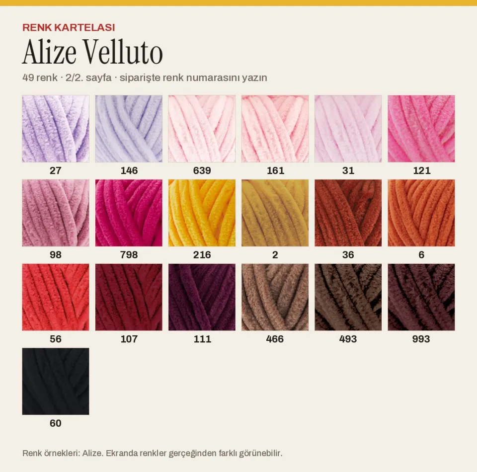 Alize Velluto renk kartelası, 2. sayfa