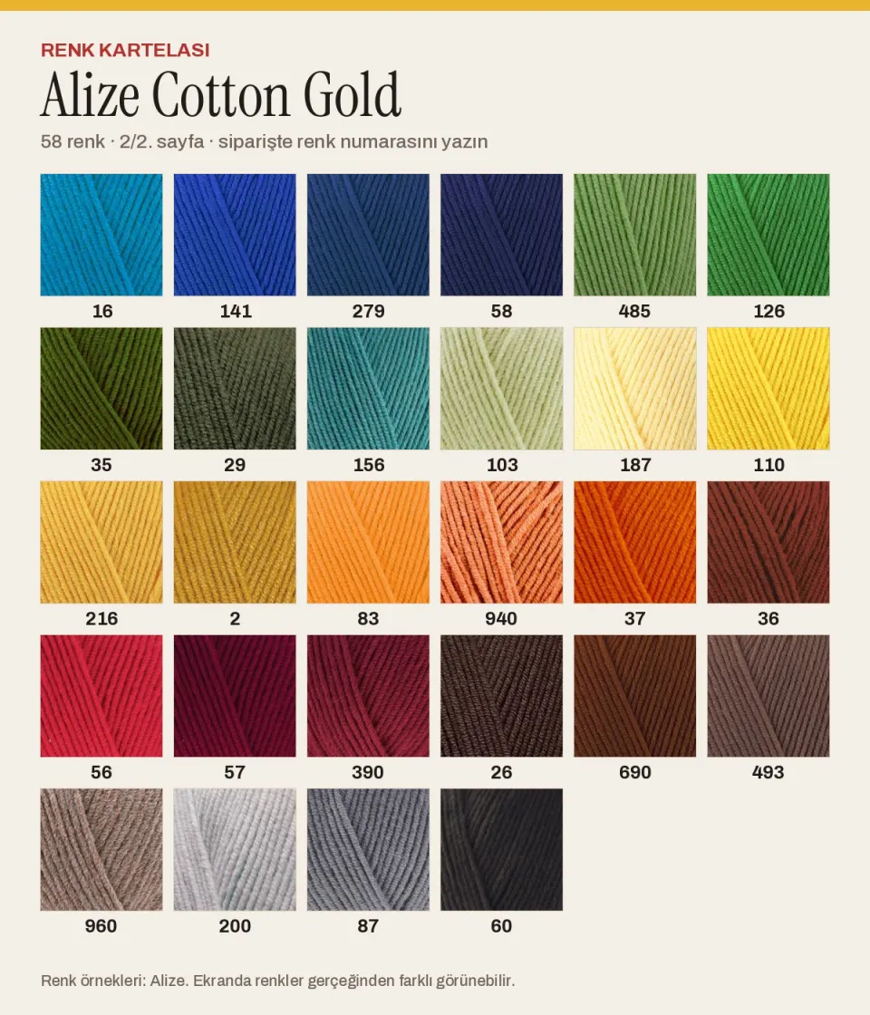 Alize Cotton Gold renk kartelası, 2. sayfa